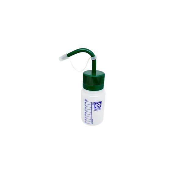 Pisseta Graduada em PE 125mL Tampa Verde Bico Curvo - Imagem 2