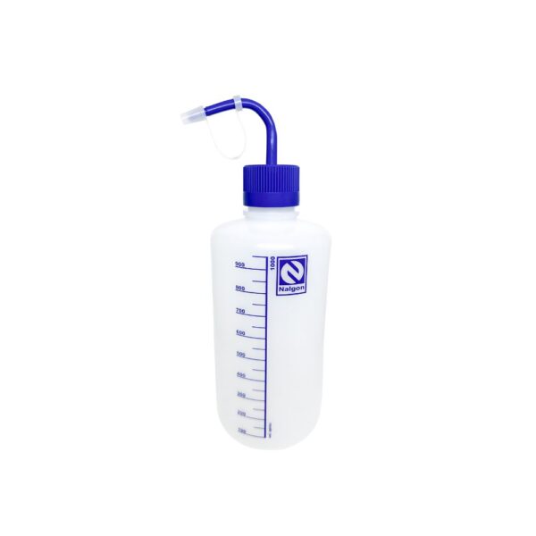 Pisseta Graduada em PE 1000mL Tampa Azul Bico Curvo - Imagem 2