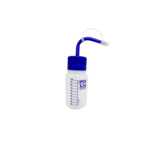 Pisseta Graduada em PE 125mL Tampa Azul Bico Curvo - Imagem 2