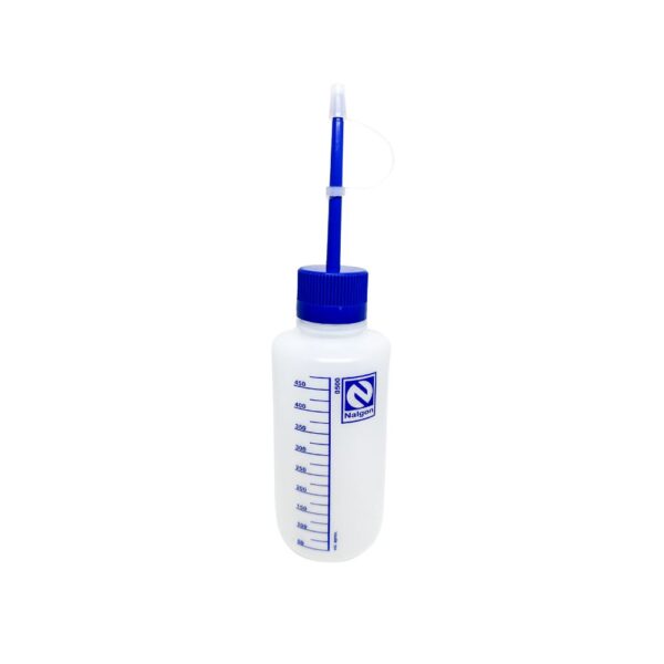 Pisseta Gradudada em PE 500mL Tampa Azul Bico Reto - Imagem 2