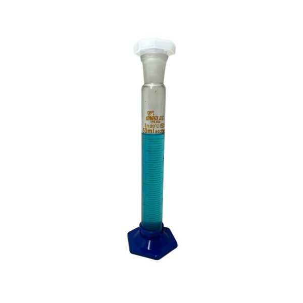 Proveta Graduada de Vidro Base Sextavada com Rolha de Polipropileno 50ml