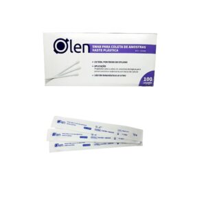 Swab para Coleta de Amostras Haste Plástica Estéril com 100 Unidades