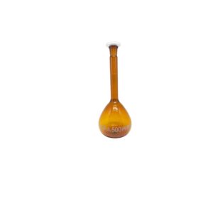 Balão Volumétrico 500ml Graduado Rolha Polipropileno 3.3 Boro Âmbar