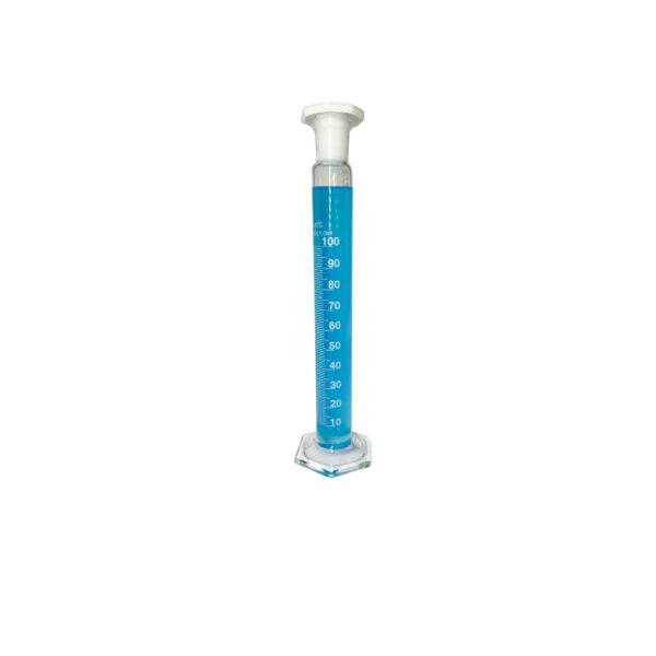 Proveta Graduada Base Vidro Vidro Boro 3.3 Rolha de Polietileno 100ml
