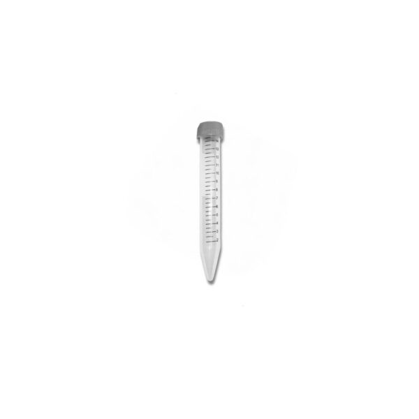 Tubo Centrifuga 15ml Fundo Cônico Estéril Livre DNASE/RNASE Tampa Cinza Pacote com 50 unidades