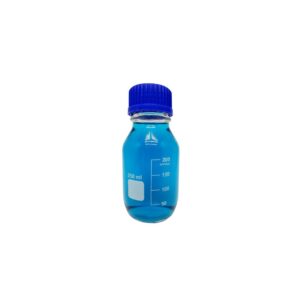 Frasco Reagente 250ml Graduado Tampa Rosca Azul Vidro Neutro
